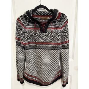 Artesania Peruvian Sweater Womens Large Fair Isle Nordic Hood Alpaca Blend Soft